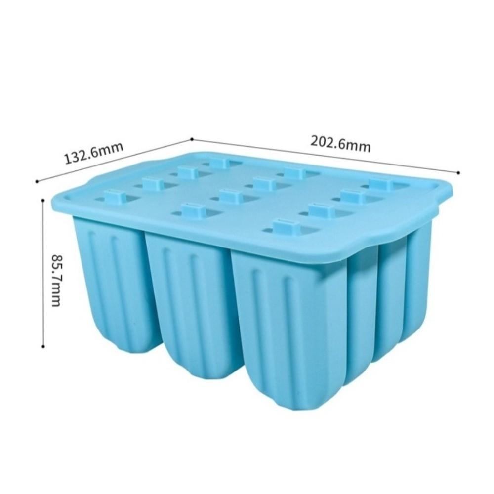 12 Grids Silicone Popsicle Mold Easy Release Reusable Ice Cream Maker Non-stick with Lid Frozen Dessert Tray Homemade Desserts