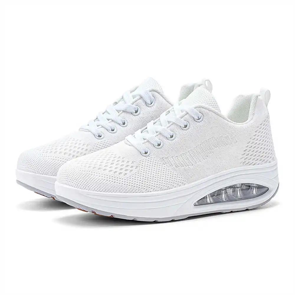 Fashion Mesh With Lacing Women's Shoes With Round Toe Casual Red Sneakers Golf 5 Sports Particular Sporty Pie Maker School Tnis