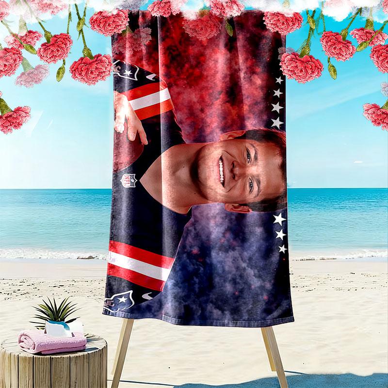 Drake Maye Print Beach Towel, Large Soft Quick Dry Towel for Beach Camping Swimming