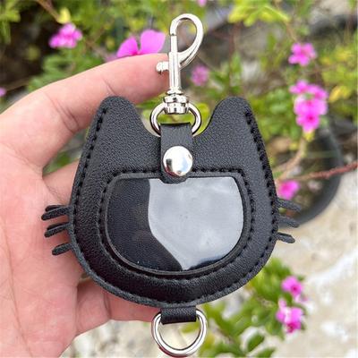 Elegant Cats Face Charm Necklace Skin Friendly PU Leather Chain With Practical Pocket for Casual Wear