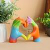 Rainbow Love Gesture Figurine Love Heart Hand Shape Statue Sculpture Home Office Bedroom Desktop Decoration Ornament