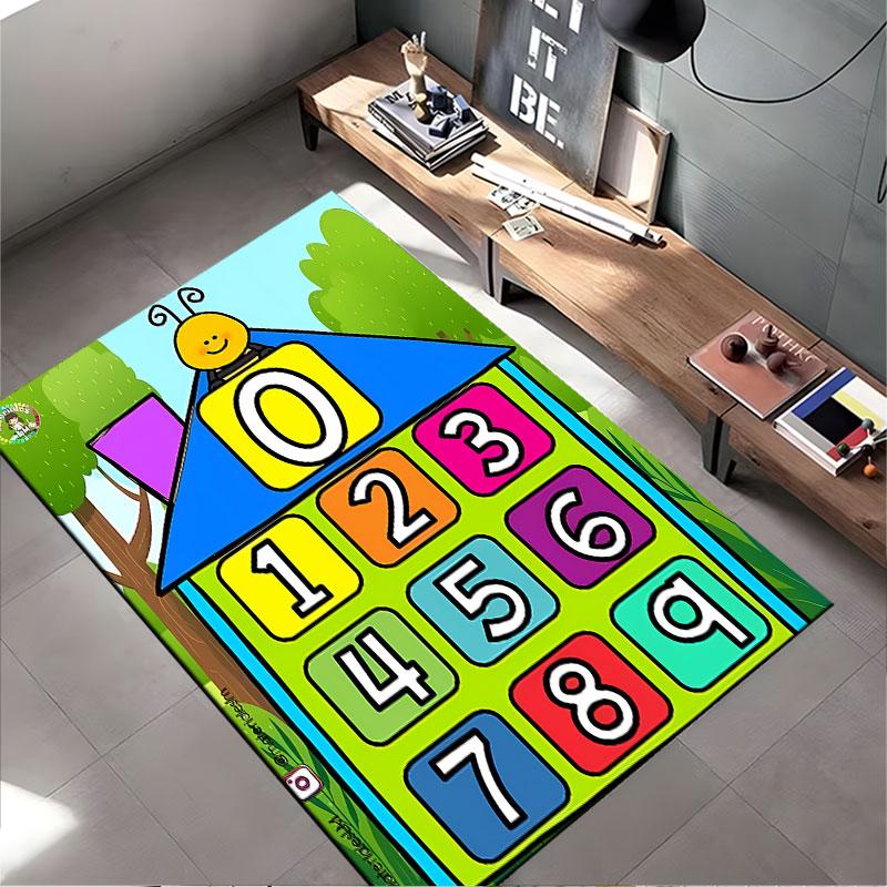 Number House with Cute Bee Suitable As a Non-slip Mat for the Living Room or Bedroom Sofa