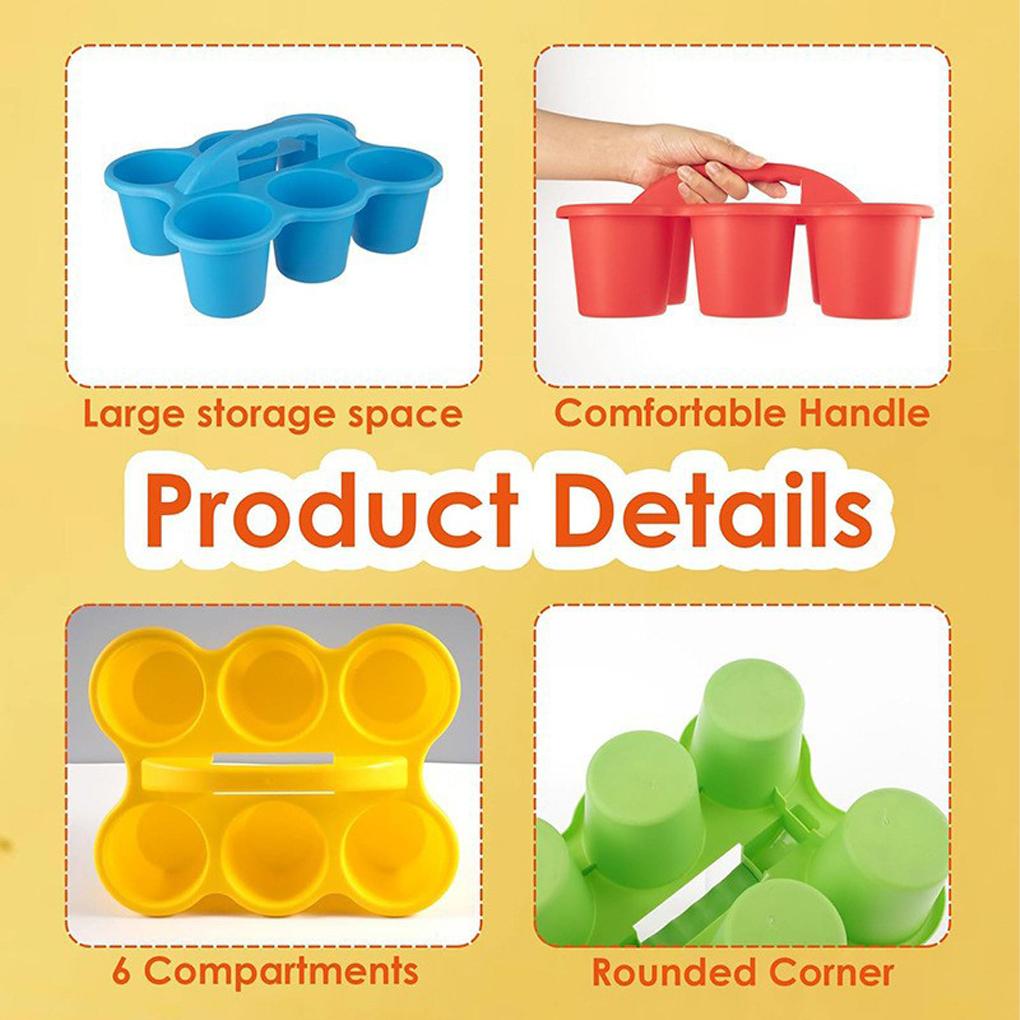 2025 6PCS PP Colorful Plastic Cup Organizer Classroom Basket Saving Space Portable Stackable Portable With Handle