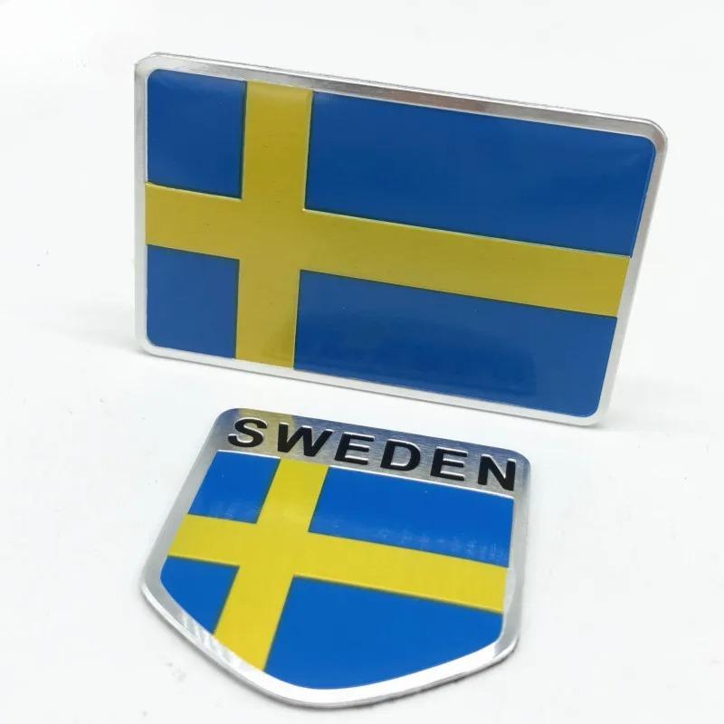 1Pc Aluminum Sweden Flag Car Styling Sticker Emblem Decal Badge SE Cars Body Window Door for V70 XC60 S60 V60 V40 VW Golf
