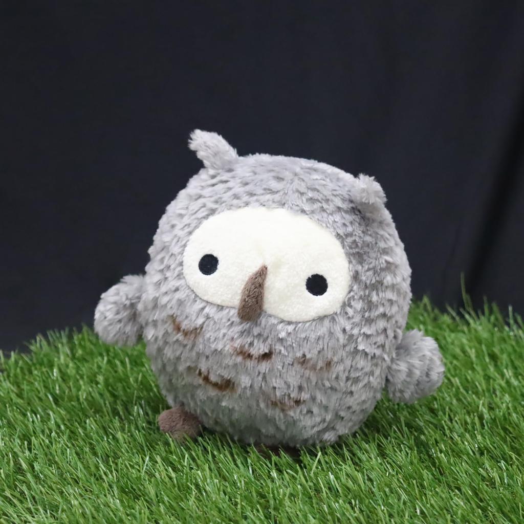 Shinada Round Owl (L) Plush Toy, Gray, Bright and Clear