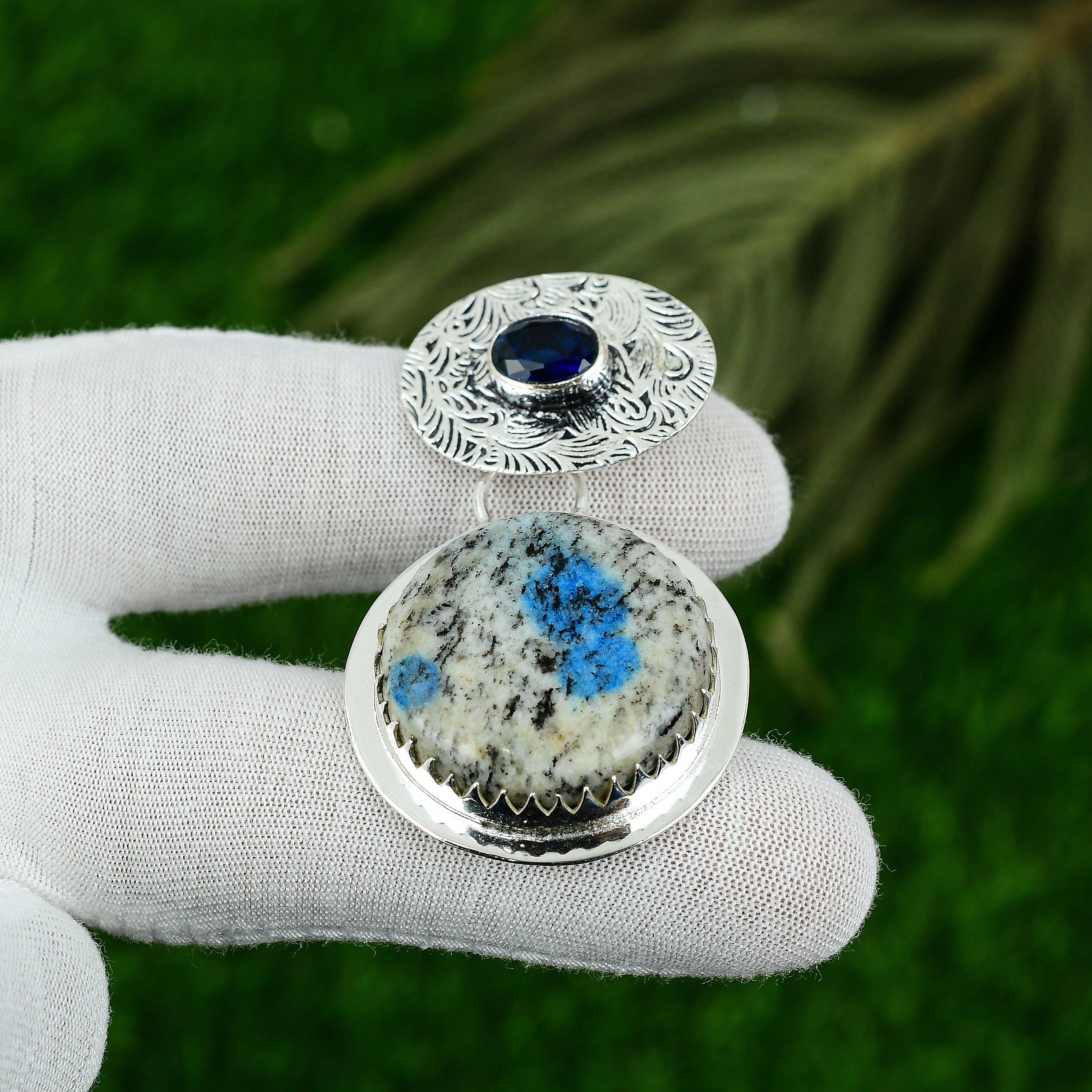 Натуральный кулон из яшмы K2, серебро 925 пробы, индийские украшения для девушек