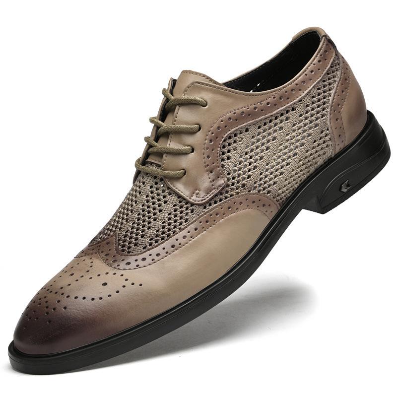 Summer business dress leather shoes breathable hollow leather sandals wedding suit banquet