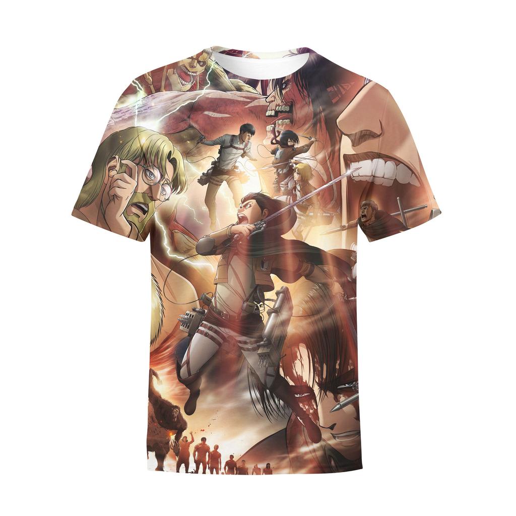 Attack on Titan 3D Printed T-Shirt, Anime Graphic Tee, Breathable Polyester Short Sleeve, Casual Streetwear Tops for Men Women