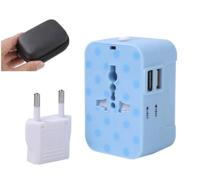 In Secapura Worldwide Compatible X Double USB Port Conversion Plug Compact Travel Overseas Outlet Double USB Port Extension Plug for Korea Comes with