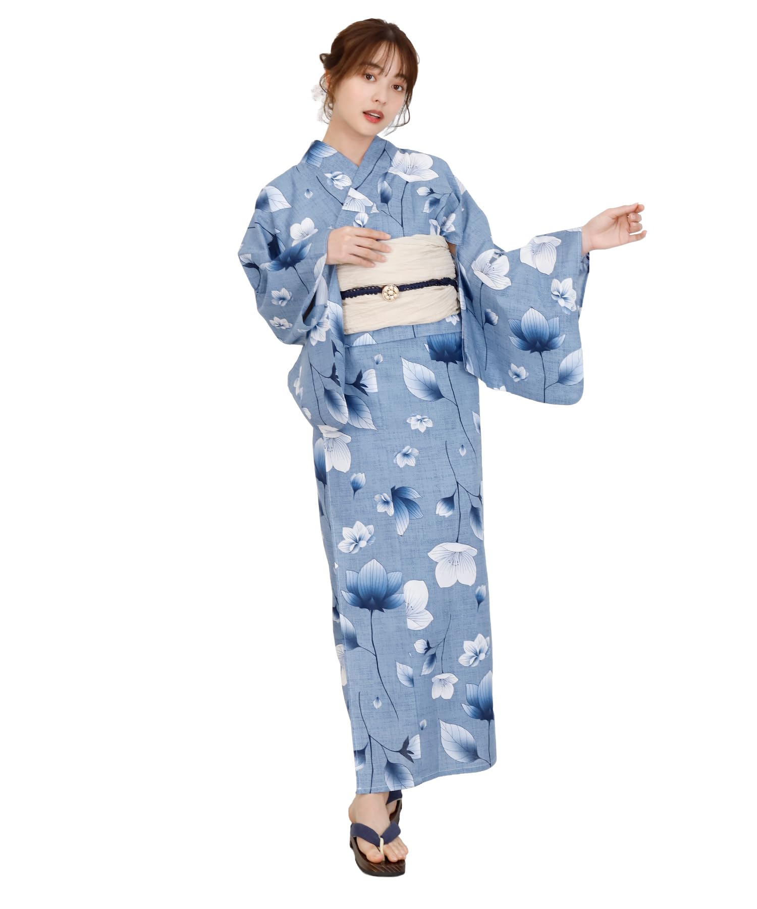 

Комплект юката с легким в совершенстве для фейерверков летних фестивалей, один размер подходит, женский, из двух частей, оби, одежда, 100% хлопок, для начинающих, для показов, (Синий,