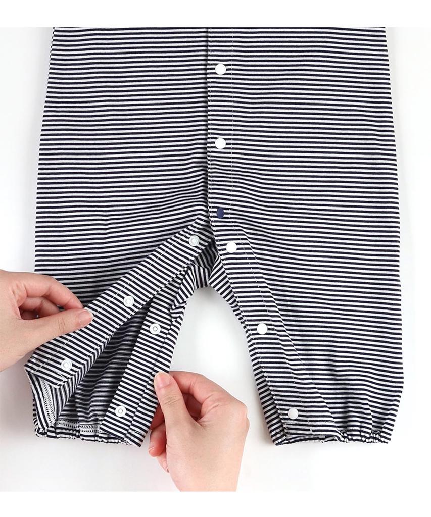 [Wacoal Baby] Baby-Strampler mit Lätzchen, 100% Baumwolle (Körper), Jersey-Stoff, Geschenk, Langarm, Vorne zu öffnen, BGU573 KO, 50-70