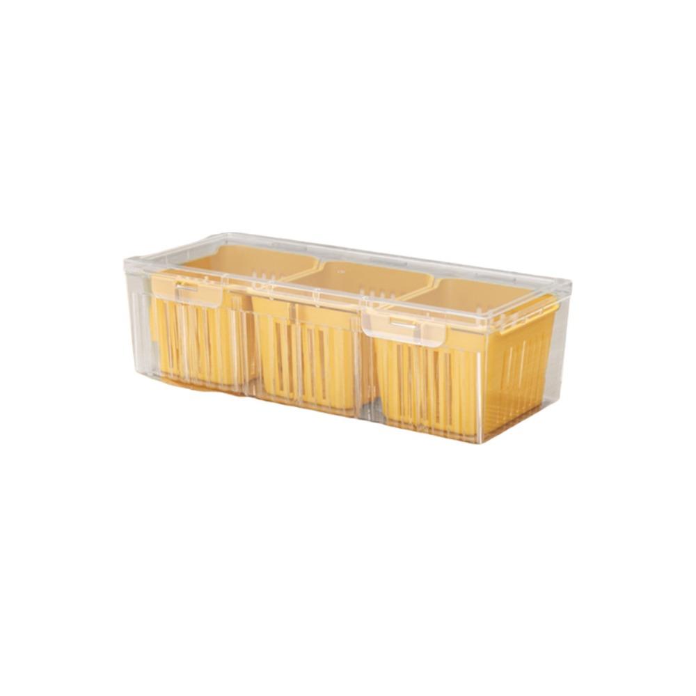Drainable Spices Fresh Keep Storage Box Detachable Kitchen Food Organize Box Restaurant жёлтый
