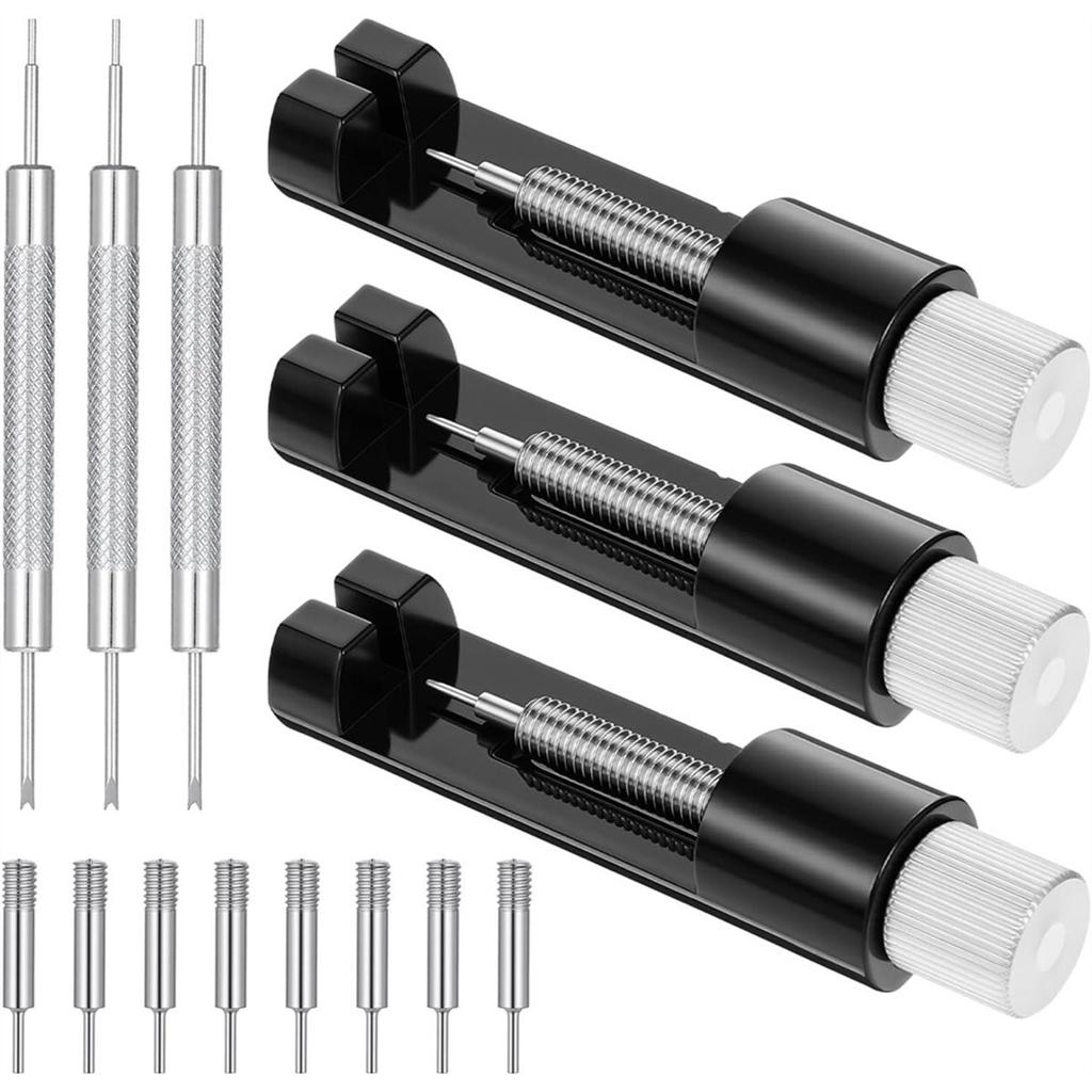 Kit di rimozione maglie per orologi da 3 pezzi, Strumenti per regolare e sostituire i braccialetti, Estrattore per perni per dimensionare cinturini, Regolatore per orologi