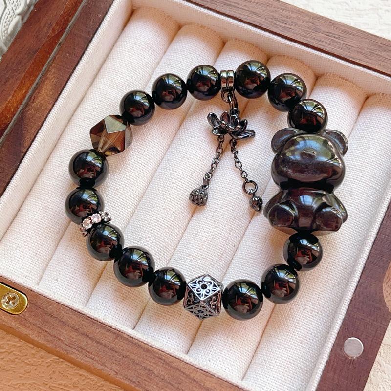 

Gun Black Accessories Crystal Bracelet Design Accessories, Obsidian, Tea Crystal