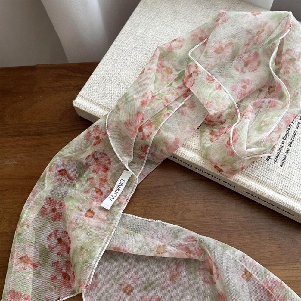 Long Striped Checkered Silk Scarf for Women Lattice Women Summer Scarf New Neck Scarf