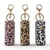 Leopard Print Lipstick & Lip Glaze Eco-friendly Fabric Storage Bag with Keychain Pendant