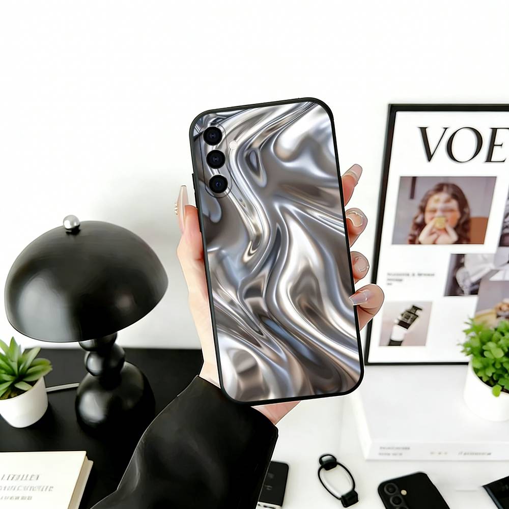 

Metallic Pattern Phone Case For Samsung Galaxy A73,A72,A71,A70,A53,A52,A51,Soft Silicone Black Cover Samsung a22 5g