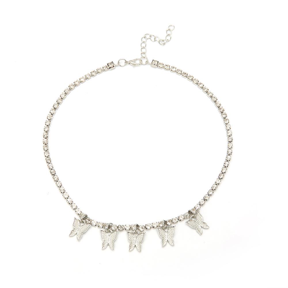 Elegant Rhinestone Butterfly Pendant Women's Necklace