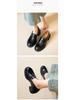 Weiwei Girl Vintage Slip-On Loafers: Chunky Heel, Thick-Soled, British-Style Women's Leather Shoes.