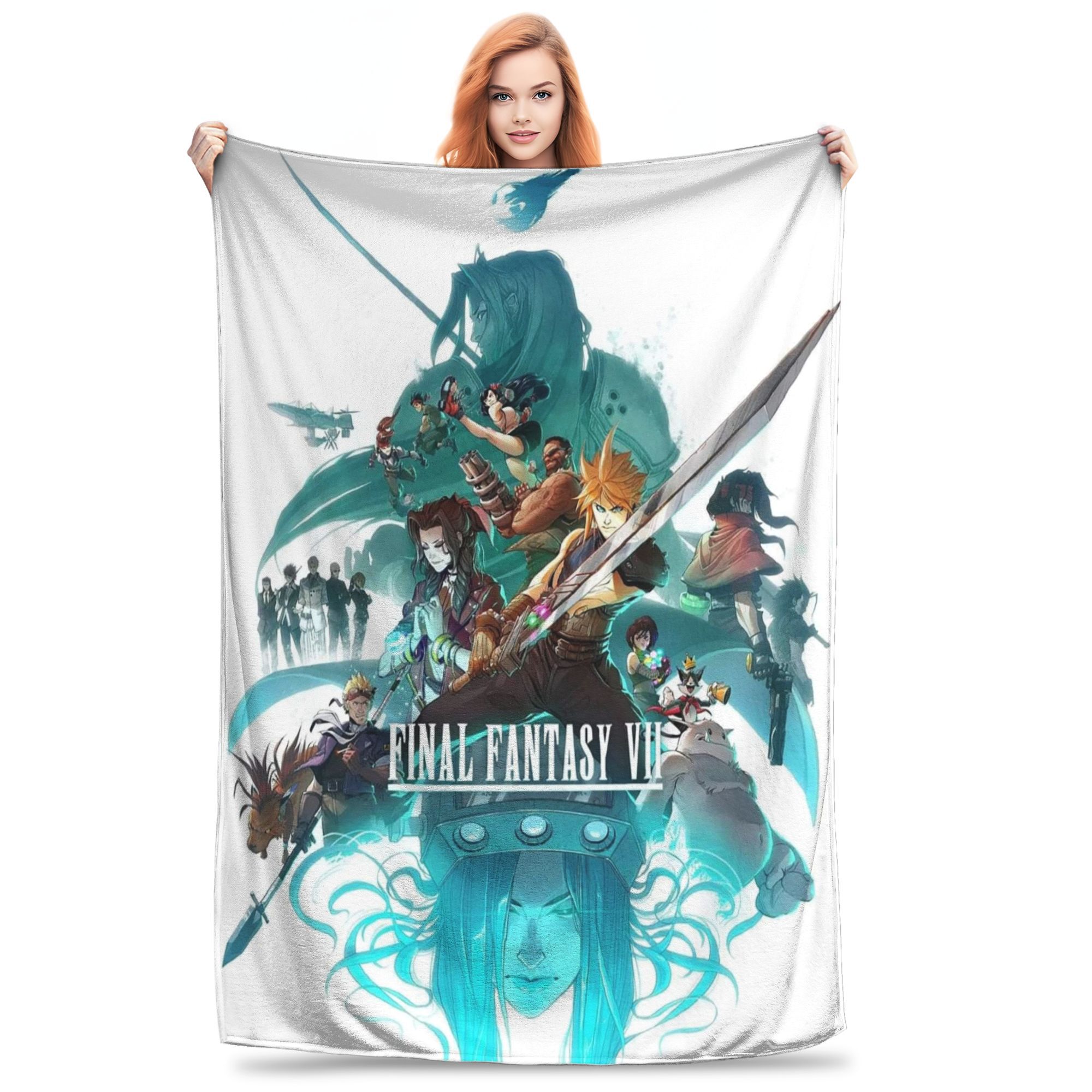

Final Fantasy VII Collage Home Final Fantasy 7 Game Blanket Fleece Throw Blanket for Home Bedroom Office Throws Bedspread Quilt 80x120cm