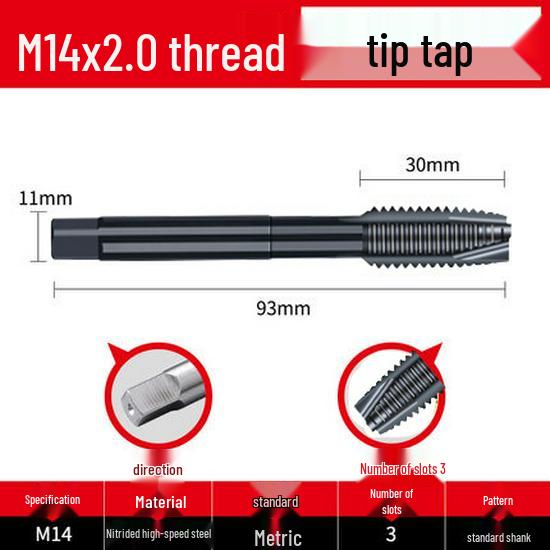 Cobalt Nitride Spiral Tap for Stainless Steel (Drill Bit: M4, M5, M6, M8, M10)