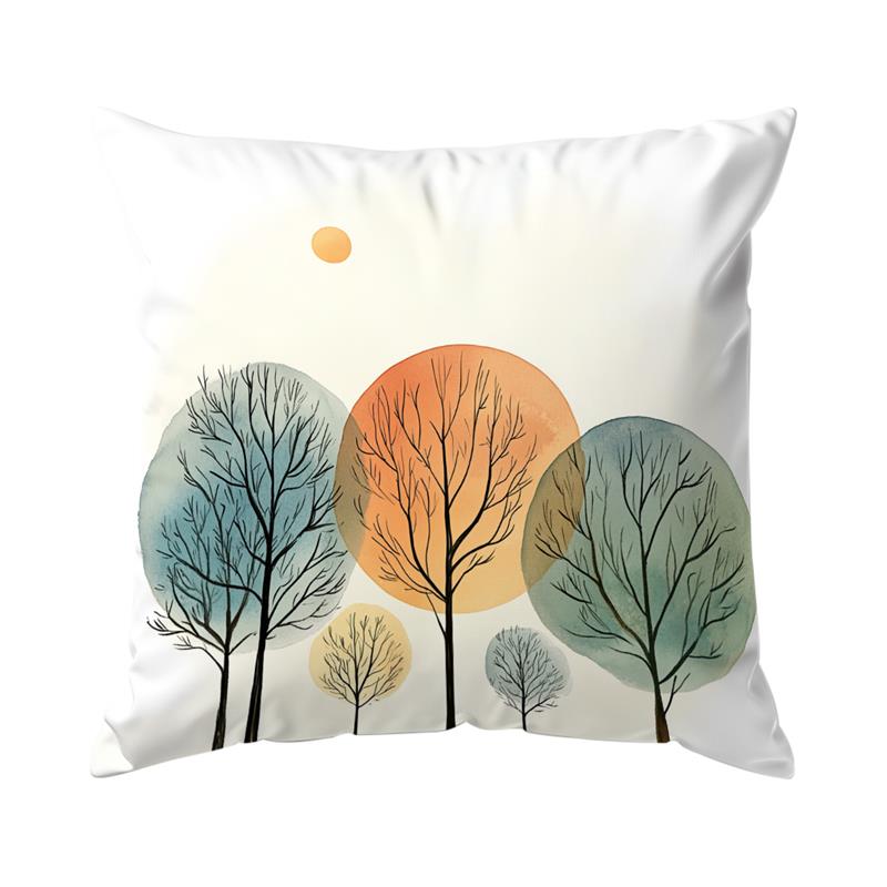 Modern Watercolor Tree Cushions Pillowcase Printed Polyester 45X45Cm Throw Pillow Cover Decorative Sofa Cushion Pillowslip