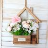 Boho Wall Decor for Living Room Wooden Planter, Creative Hanging Flower Pot Basket Indoor Plants Decorative Faux Flowers, Rustic Balcony Decoration