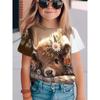 Children's Clothing Girl T-Shirt Short Sleeve Child T-Shirt Cute Animals Print Casual Round Neck Girl Tops Kids Summer Clothes