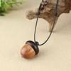 Vintage Sandalwood Acorn Pendant Necklace Simple Openable Acorn Shaped Box Pendant Long Sweater Chain Women's Minimalist Jewelry