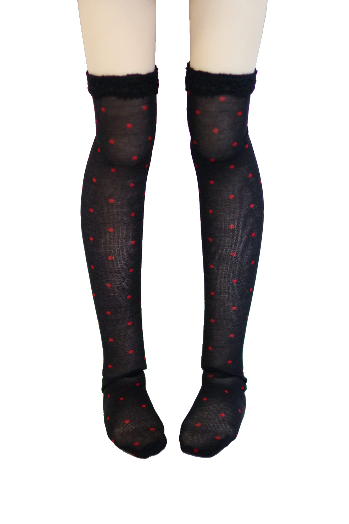 

MDD MSD compatible Sheer and soft socks Black background x red polka dots 40cm doll BJD doll clothes [Petite Marie] 1/3 knee-high [Petite Marie]