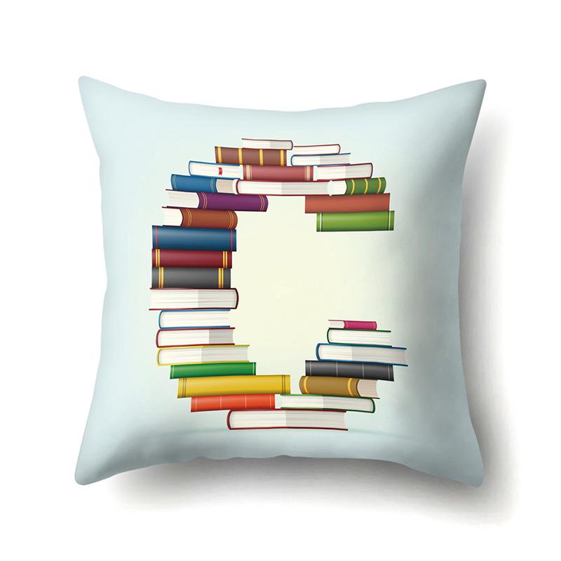 Polyester Pillowcase Car Decoration Home 26 English Letters Print Book Pillowcase