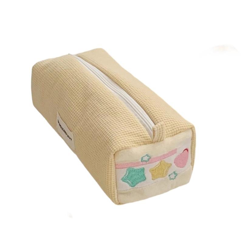 

Strawberry Pencil Case Large Compartment Corduroy Pencil Pouches Portable Cosmetic Bag For Student School Supplies жёлтый