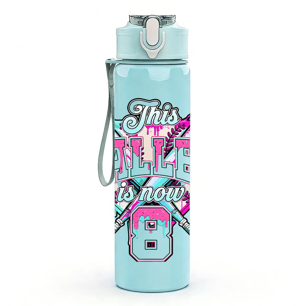 1PC Colorful Baseball Bat Baller Text 750ml Color Plastic Water Bottle Leakproof Flip Straw Lid For Sports Office Home Use