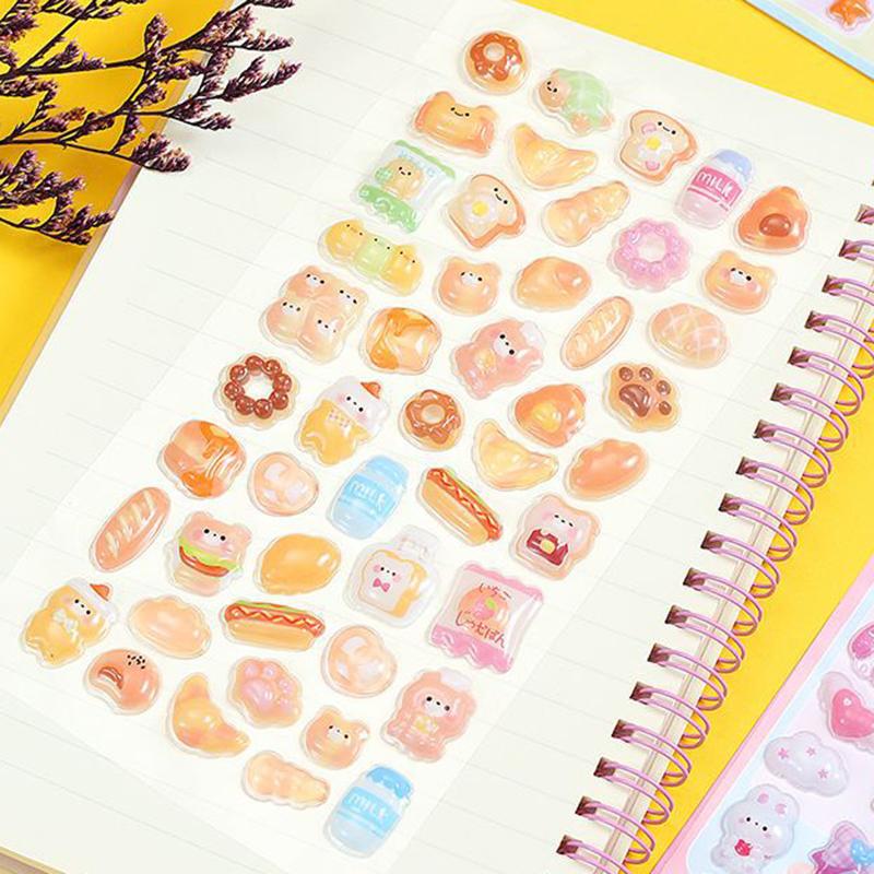 1 Sheet 3D Cartoon Relief Sticker Assorted Style 3D Cartoon Relief Sticker Bear Cat Puppy Chick DIY Crystal Patch
