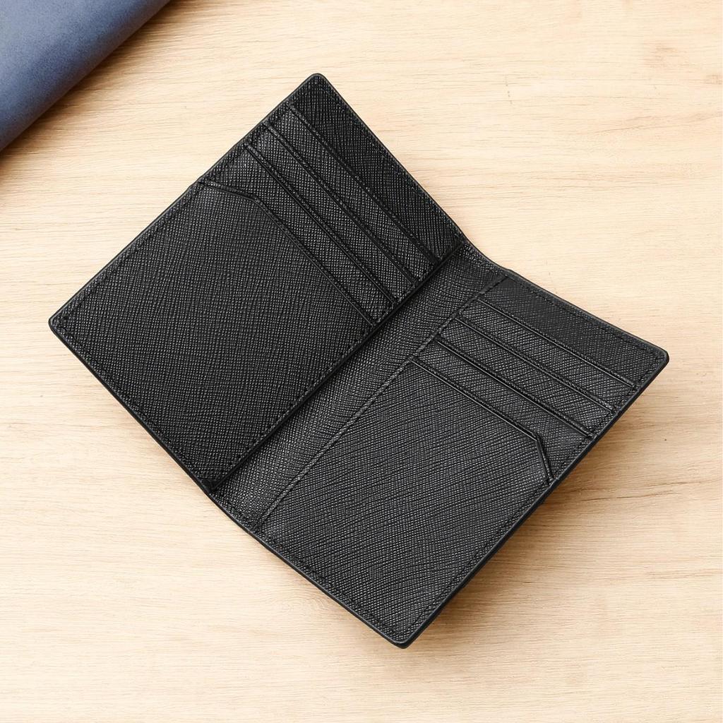 Customized Men's Genuine Leather RFID-Blocking Card Holder - Ultra-Thin Cowhide Crossgrain Design