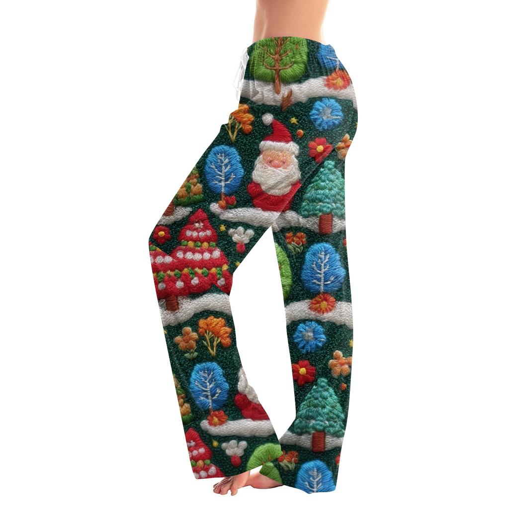 Women's Drawstring Christmas Printed Casual Pants