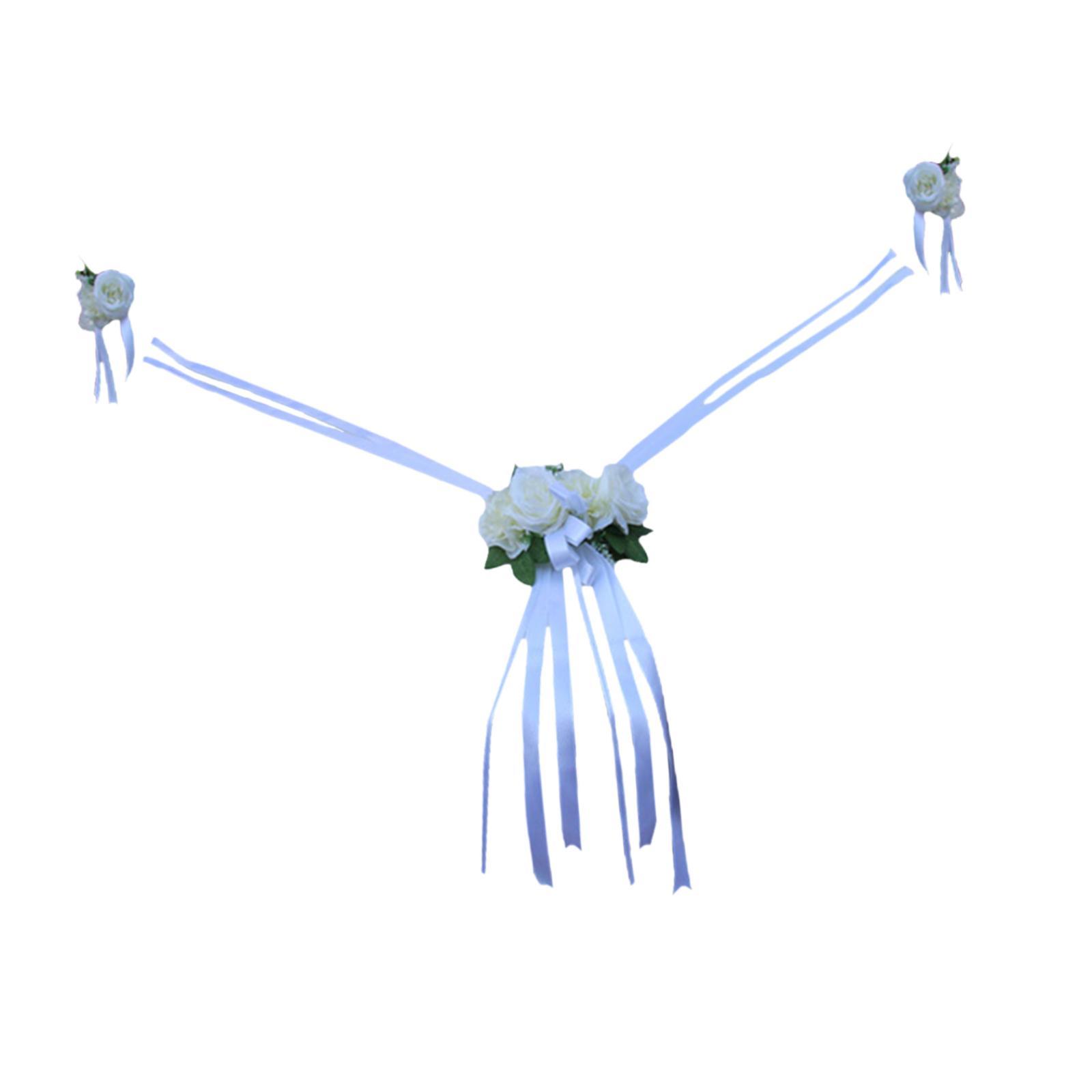 

Wedding Car Decoration DIY Floral Bouquet Wreath Ornament Elegant Simulation Flowers for Ceremony Festival Party Wedding Events білий