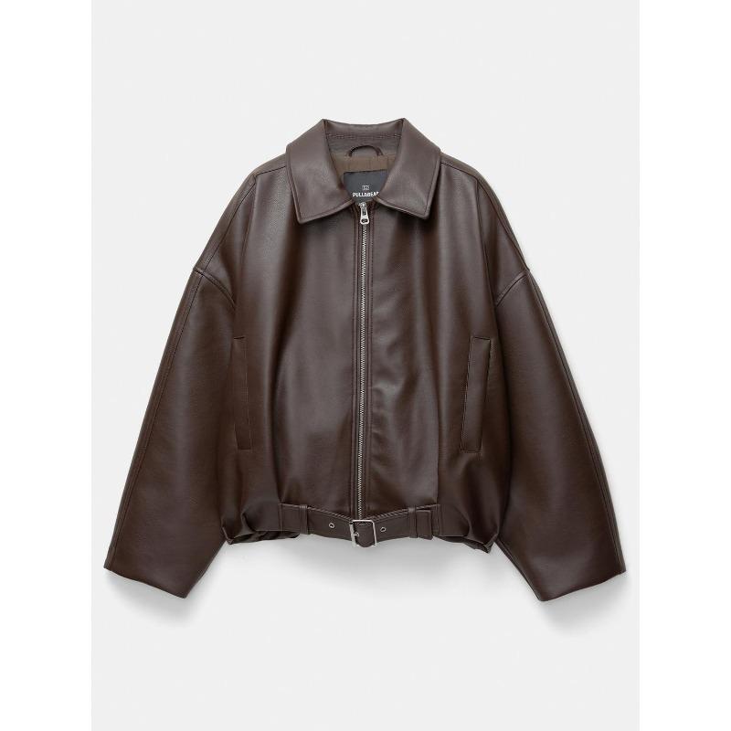 Spot Podzimní a zimní americká retro bomber bunda volná pracovní lokomotivní kožená bunda dámské oblečení