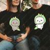 Couple Shirts Cute Peach Cat and Grey Grey Dinosaur Graphic Tshir Kawaii Combination Love Couple Tshirt Cotton Unisex TShirt