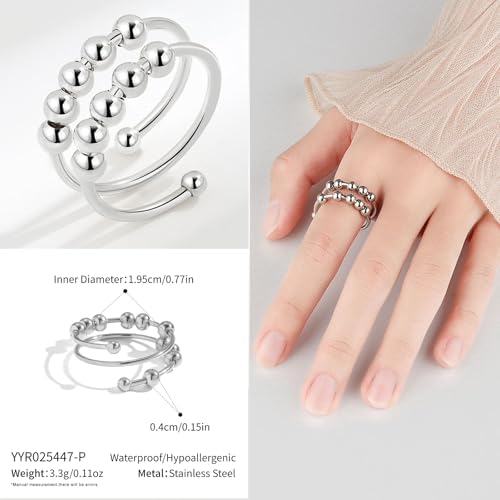 MLPKOI 9 Pcs Fidget Rings Set for Women Girls, Adjustable Open Spinner Anxiety Ring, Anti Stress Relief