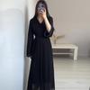 2024 Autumn Women's Lightly Mature V-Neck Waist-Tie Solid Color Long-Sleeve Dress