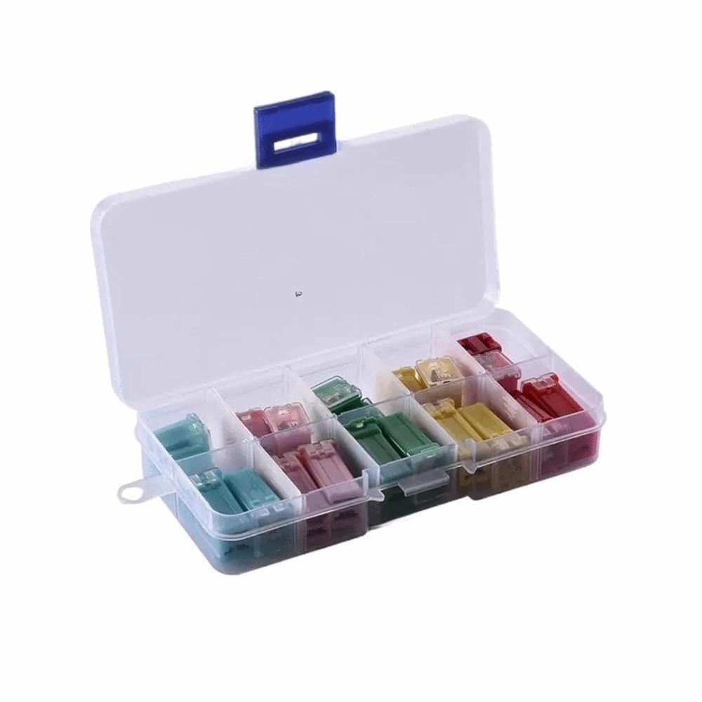 20Pcs Mini Size Car Fuse Kit Tall Low Profile Square Set Fuses 20-60A Case Box Fuse Kit Vehicle Use