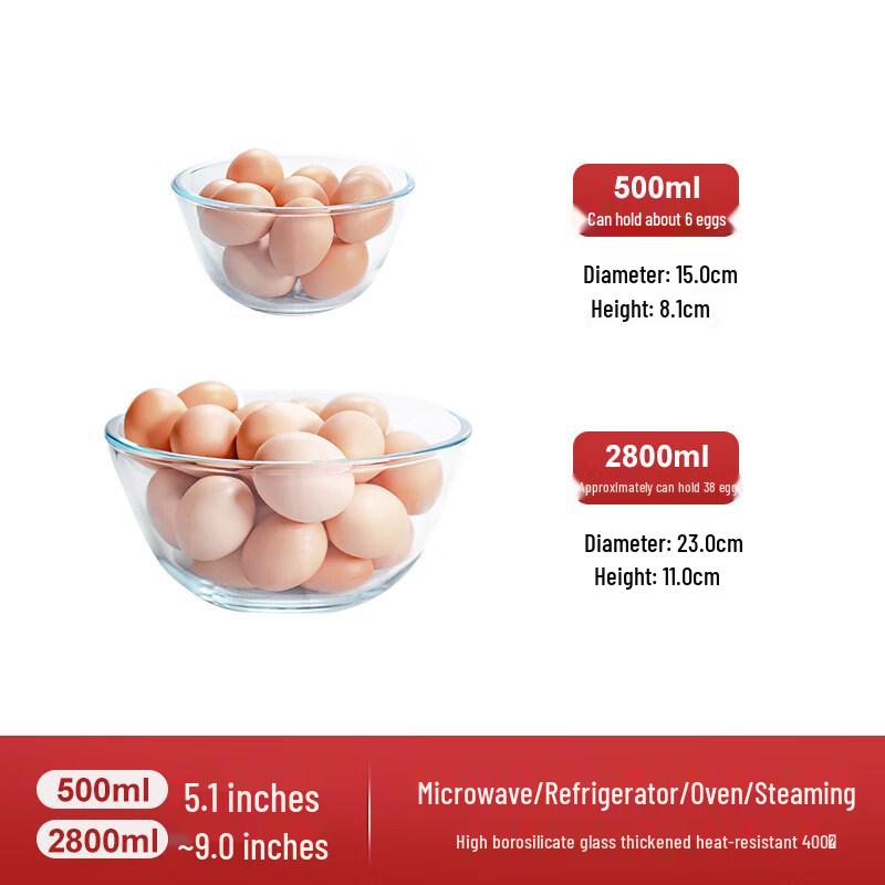 Jingbaodi Transparent Glass Mixing and Soup Bowl Set