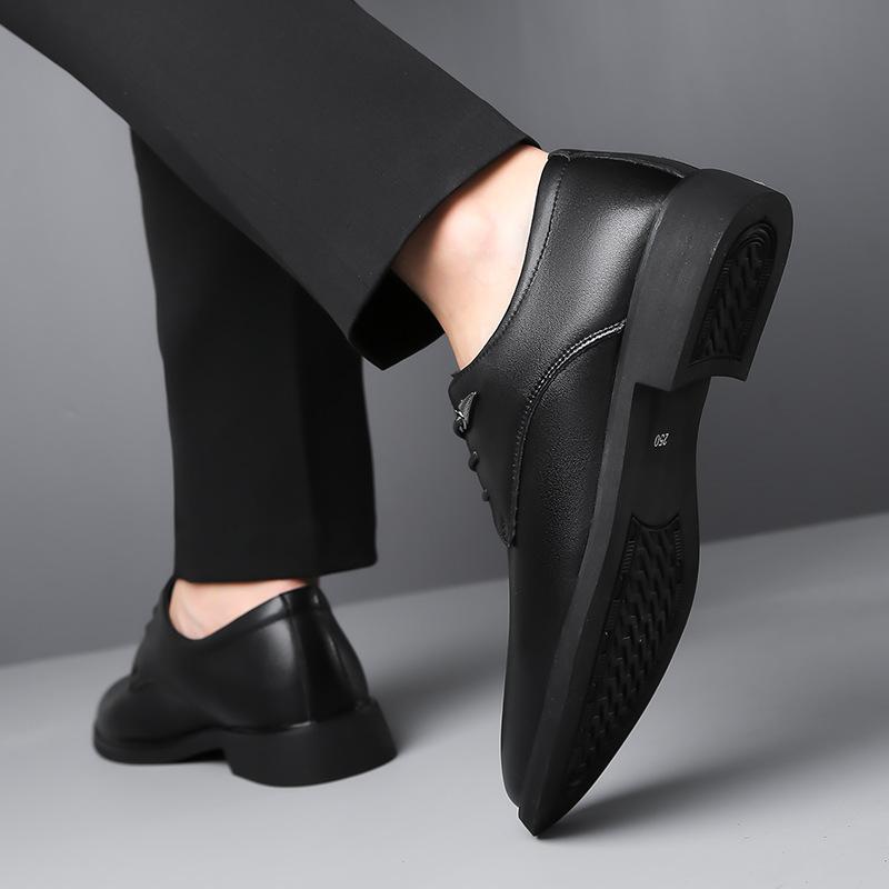 Leather Shoes Men's Genuine Leather Business Dress Autumn Pointed Shoes Men's Civil Servant Straps Professional Wear Men's Shoes Comfortable