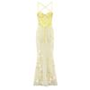 Spring 2026 European & American Women's Floral Open-Back Strappy Fishtail Maxi Dress