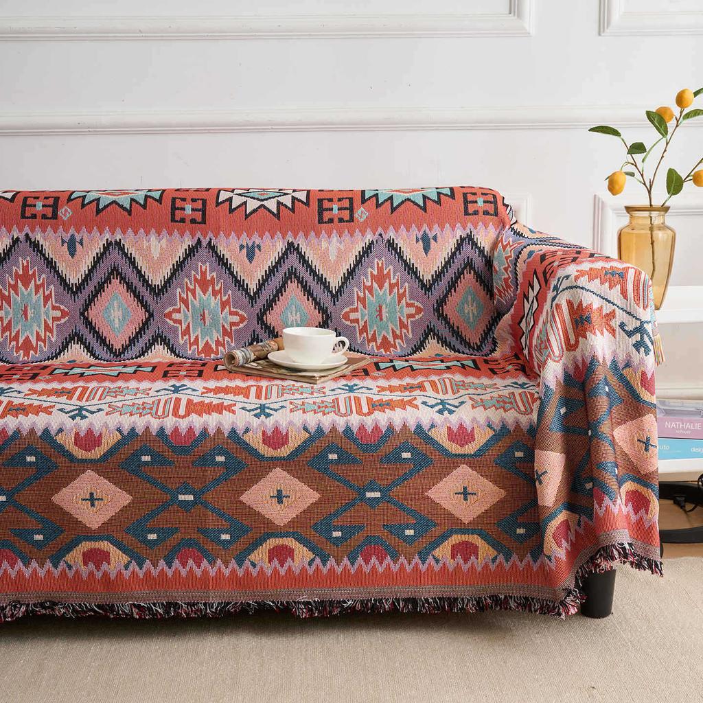 American Retro Ethnic Style Linen Sofa Cover Throw Dust Protector Blanket