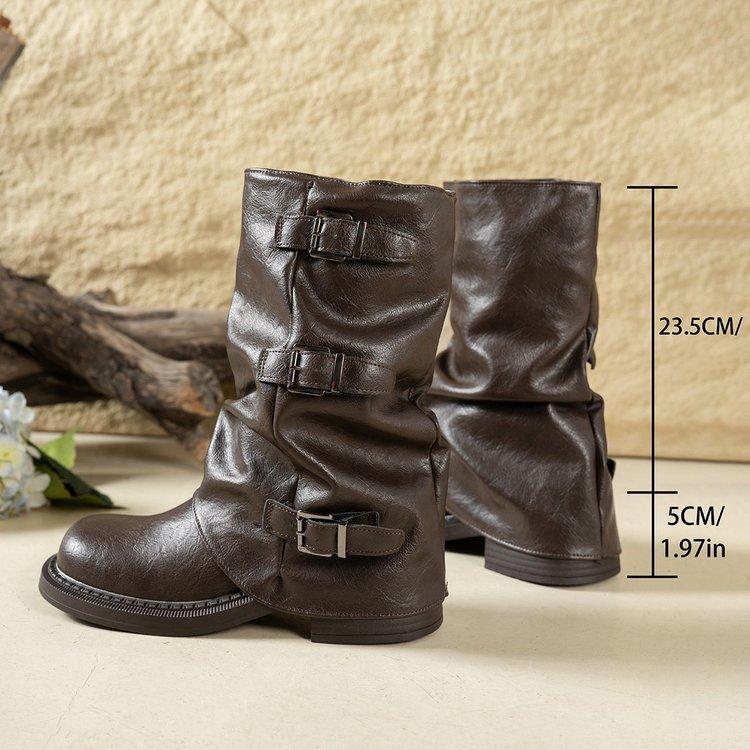 Martin boots women's British style 2025 autumn new high-heeled locomotive boots brown retro Maillard knight boots