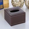 Desktop Faux Leather Tissue Box with Storage