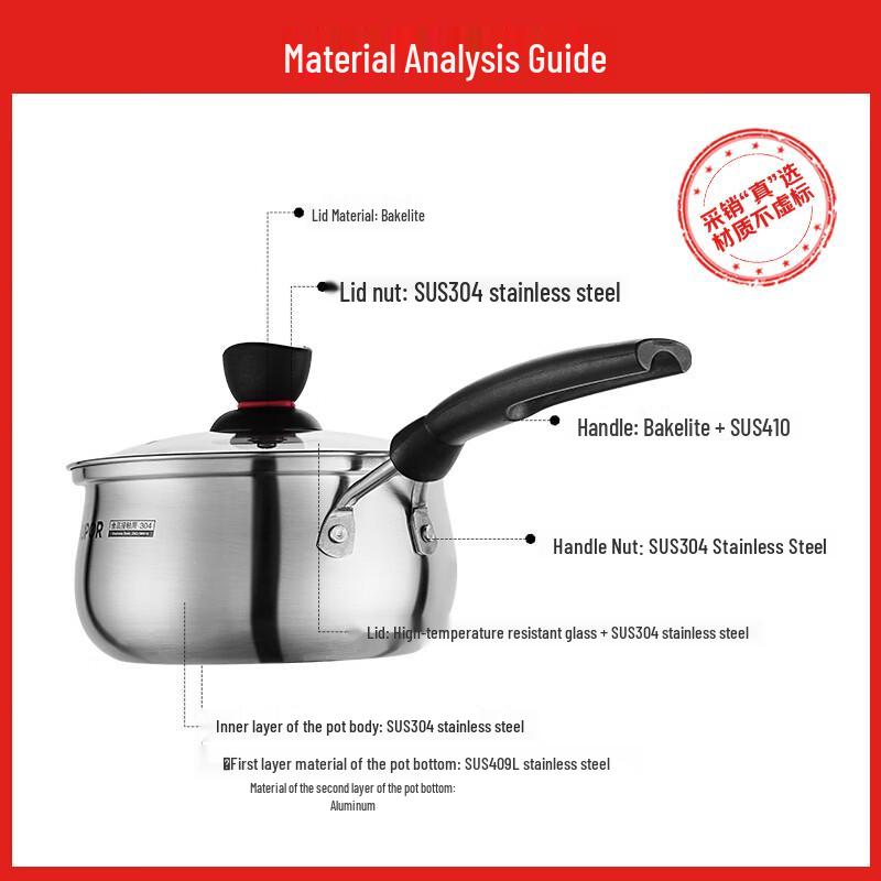SUPOR 304 Stainless Steel Saucepan 18cm