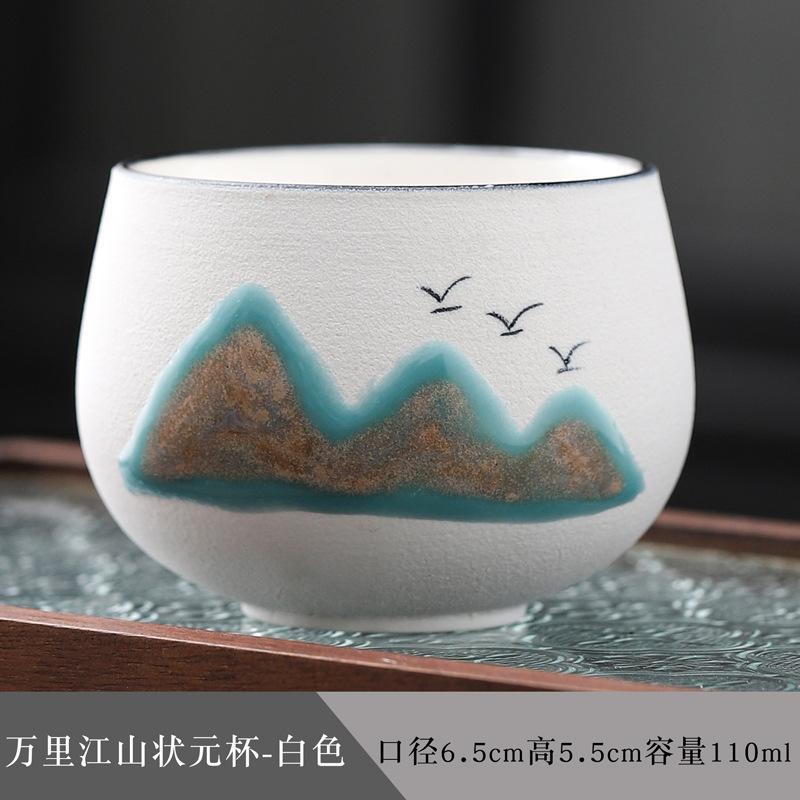 Hand-painted Wanli Jiangshan tea tasting cup ceramic teacup tea set Japanese dragon egg cup kung fu single cup master cup drinking tea bowl